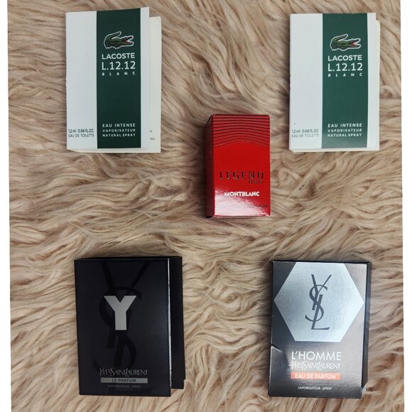 VARIETY YSL, LACOSTE & MONTE BLANC MINI VIAL SPRAYS -BUNDLE OF 5 - Picture 1 of 3